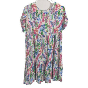 Vtg Lime & Chili White Floral Tiered Ruffle Babydoll Dress Medium E1 Cottage